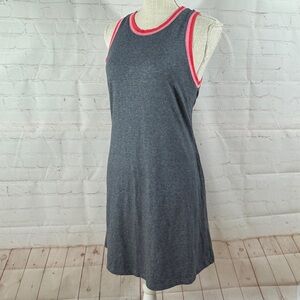 Sundry EVEREVE Dress Ringer Sleeveless Swing Charcoal Gray Pink Red 🇺🇸 Made 1 S
